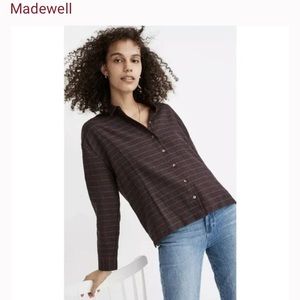 Madewell women shirt Medium Red Green Plaid Westlake Long sleeve button down